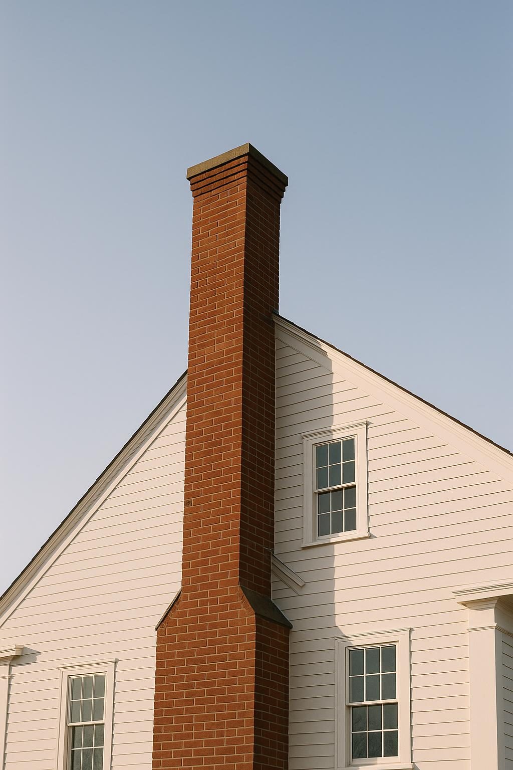Brick chimney on a colonial house (illustration)